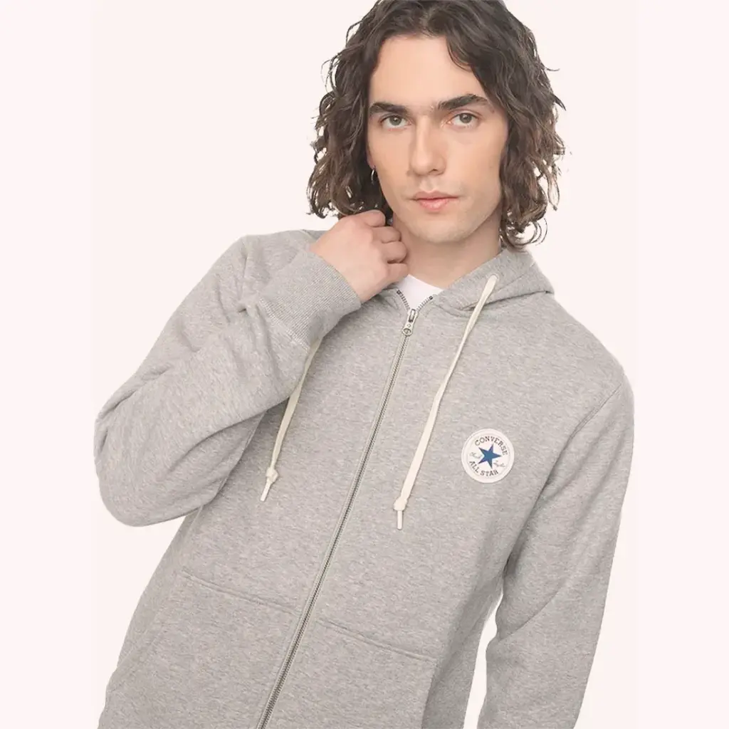 Converse Polerones Hombres Core Full Zip Gris