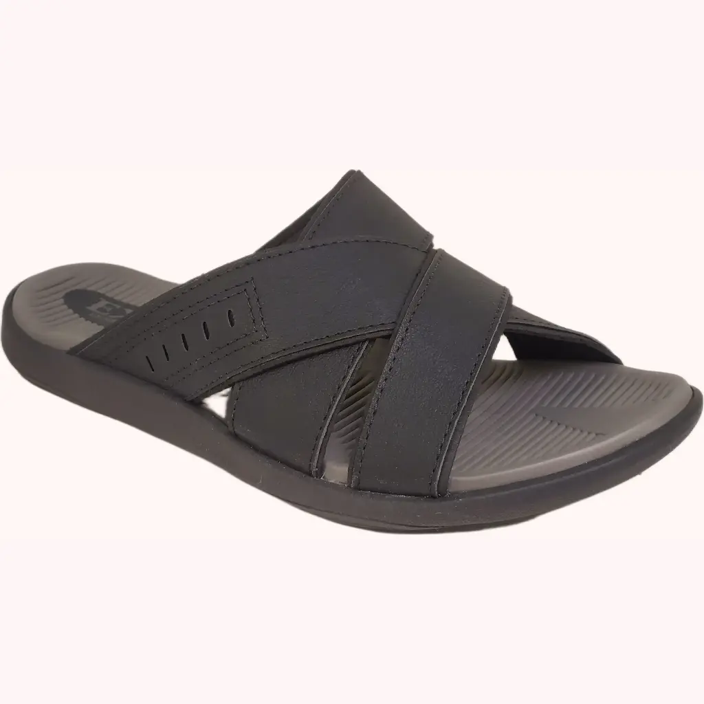 Exs Sandalias Hombres Cuero 10452 Negro