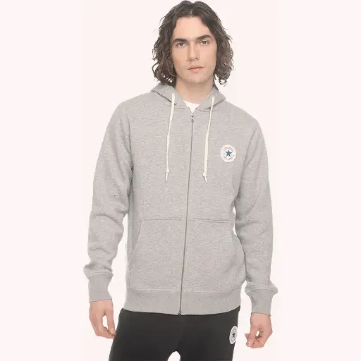 Converse Polerones Hombres Core Full Zip Gris